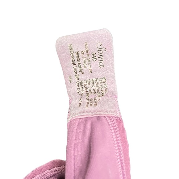 SOMA EMBRACEABLE FULL COVERAGE LACE TRIM Purple Underwire Lined Bra sz 34D - Picture 14 of 16